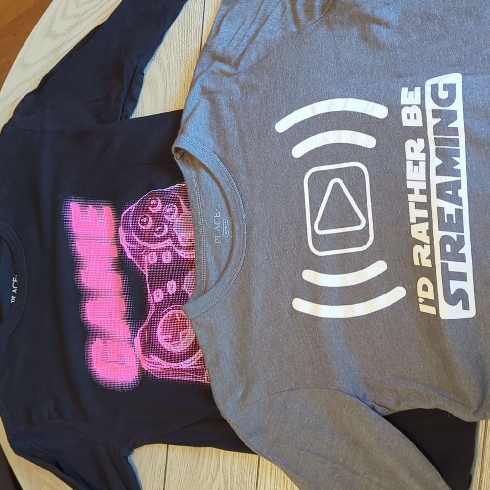 Two long sleeve gamer T-shirts